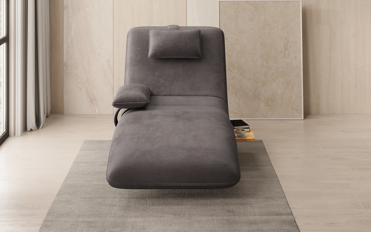 Designer Relax Lounger Velour Velvet with Swivel Function and Side Table
