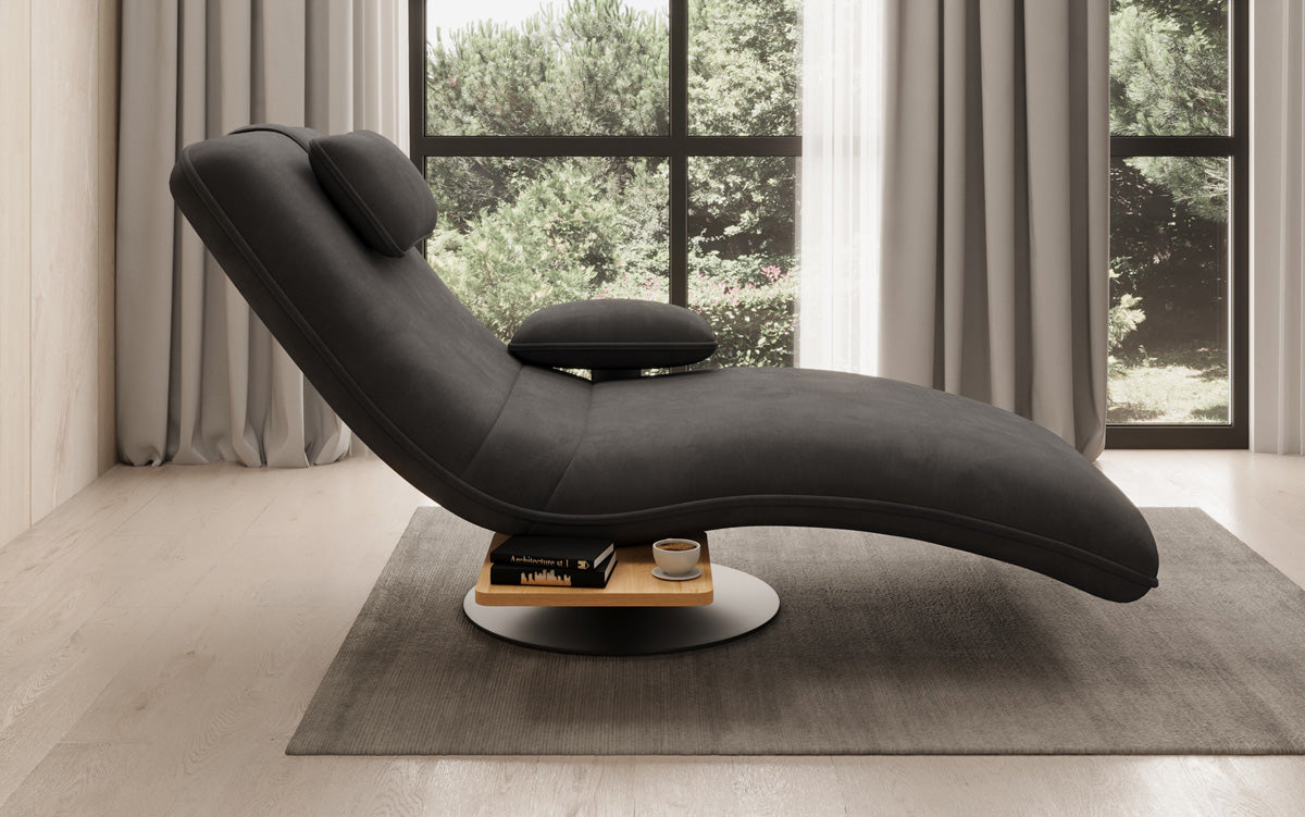 Designer Relax Lounger Velour Velvet with Swivel Function and Side Table