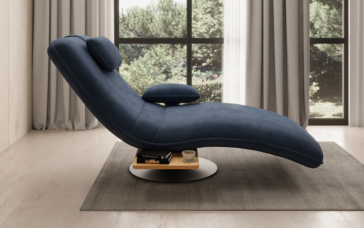Designer Relax Lounger Velour Velvet with Swivel Function and Side Table