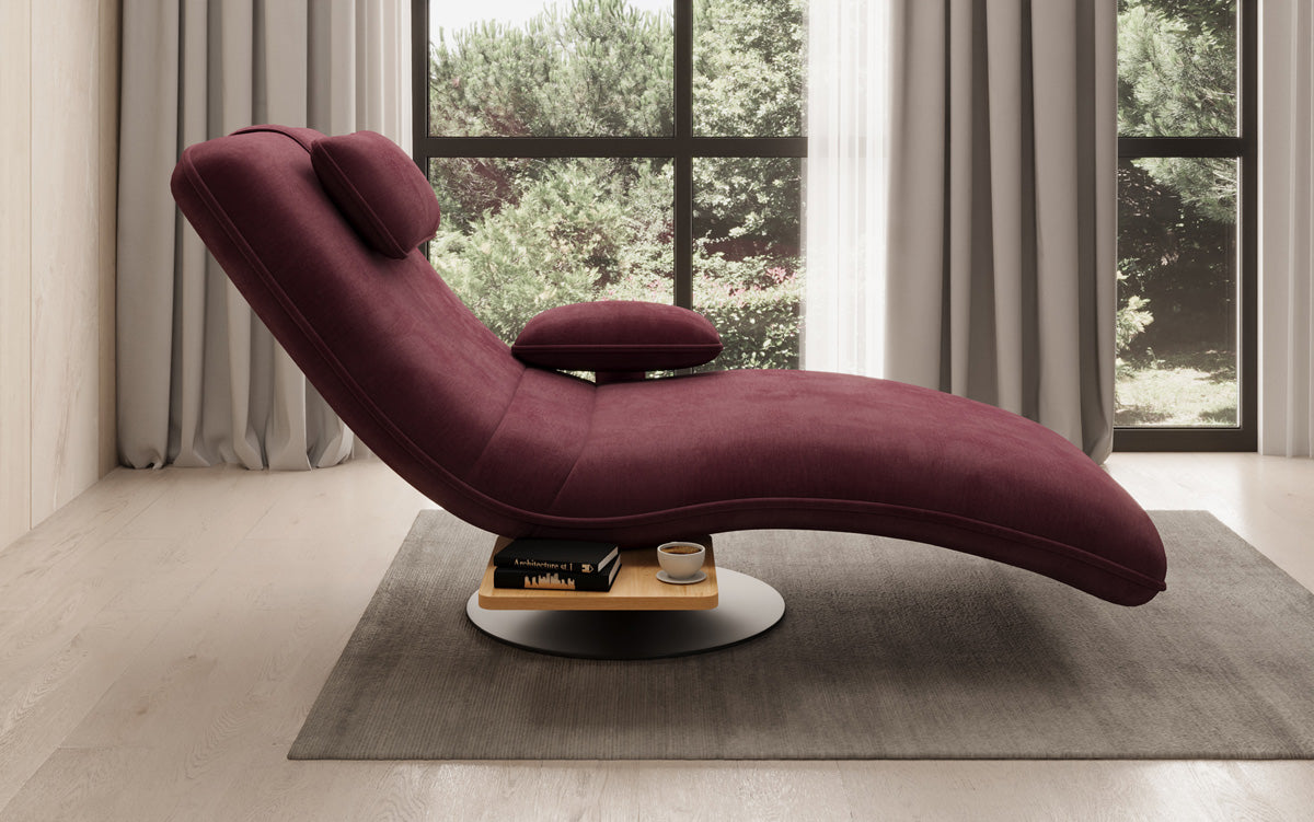 Designer Relax Lounger Velour Velvet with Swivel Function and Side Table