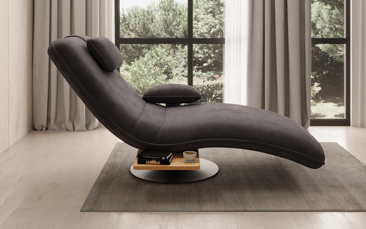 Designer Relax Lounger Velour Velvet with Swivel Function and Side Table
