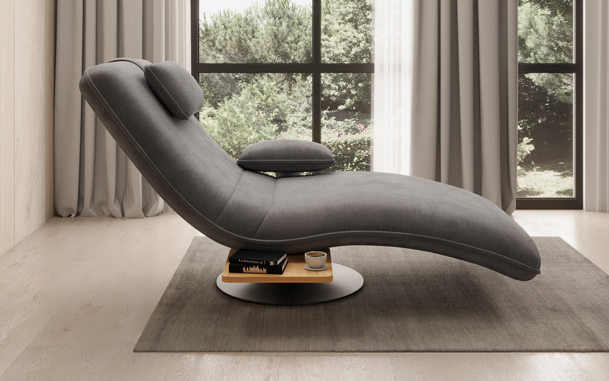 Designer Relax Lounger Velour Velvet with Swivel Function and Side Table