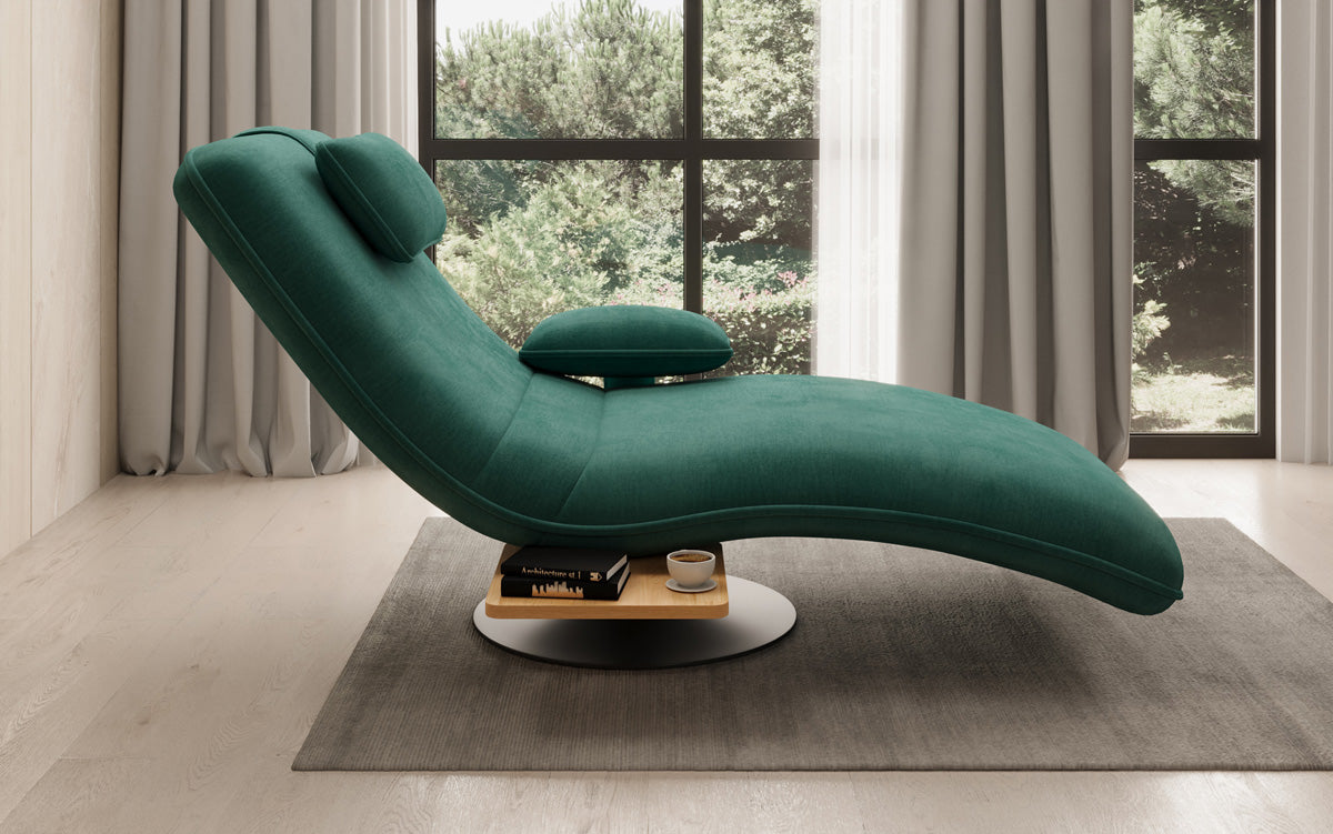 Designer Relax Lounger Velour Velvet with Swivel Function and Side Table