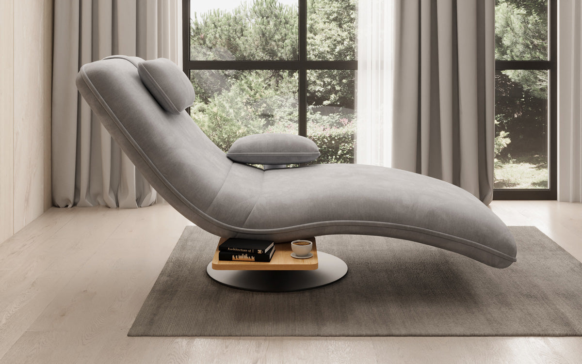 Designer Relax Lounger Velour Velvet with Swivel Function and Side Table