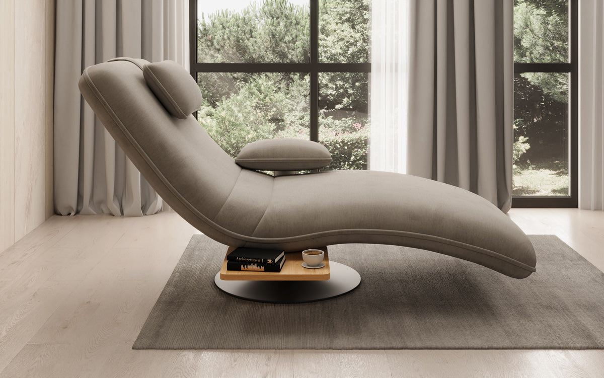 Designer Relax Lounger Velour Velvet with Swivel Function and Side Table