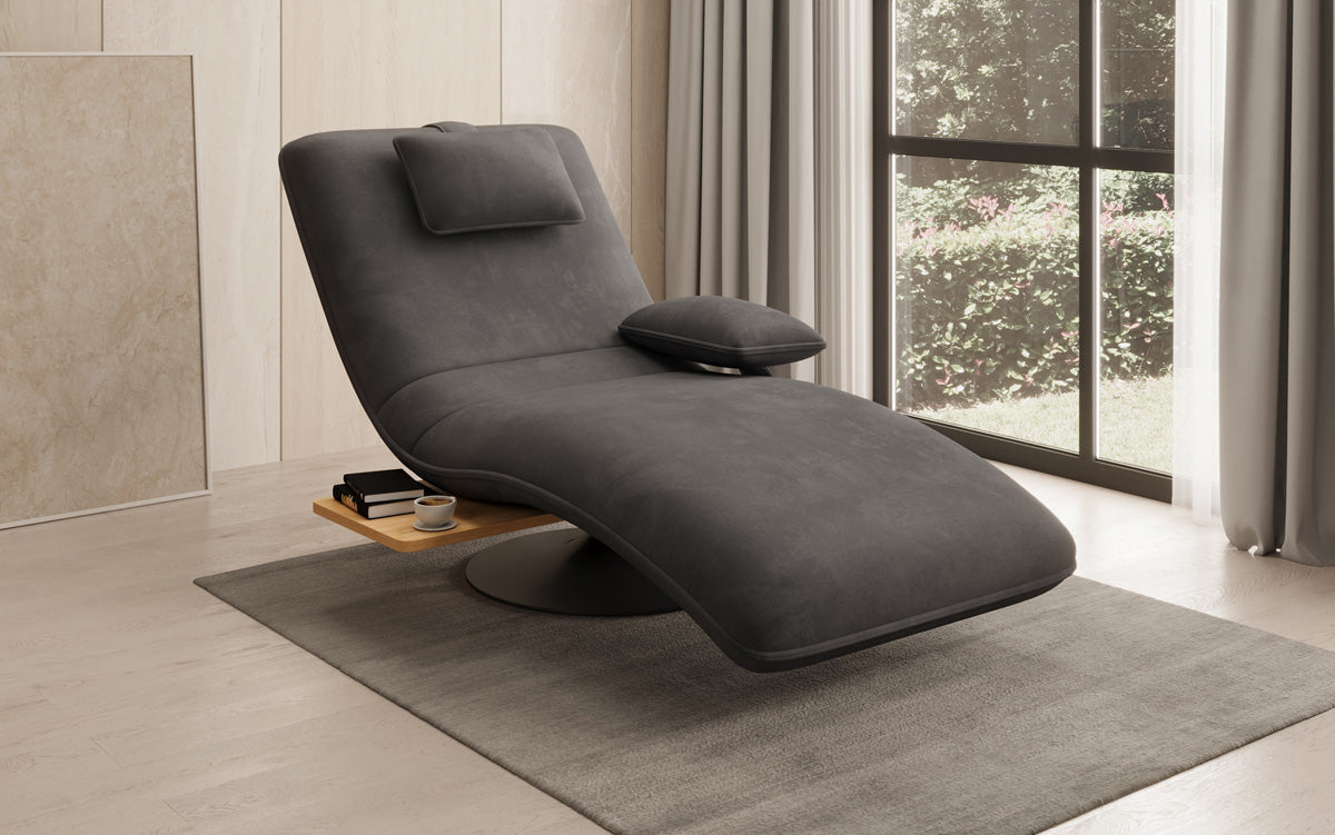Designer Relax Lounger Velour Velvet with Swivel Function and Side Table
