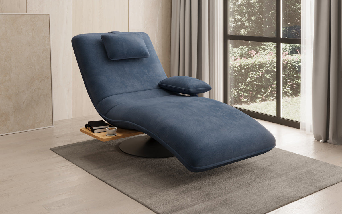 Designer Relax Lounger Velour Velvet with Swivel Function and Side Table