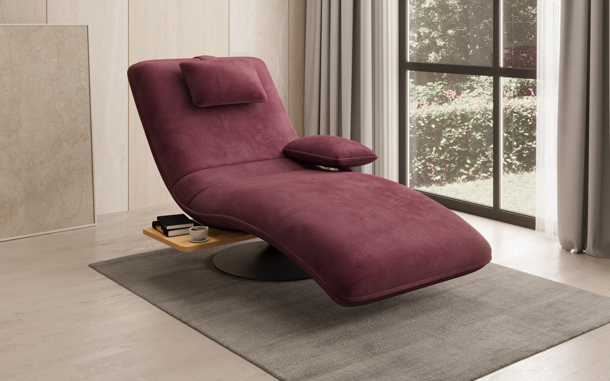 Designer Relax Lounger Velour Velvet with Swivel Function and Side Table