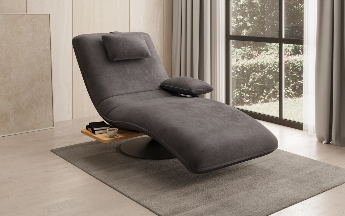 Designer Relax Lounger Velour Velvet with Swivel Function and Side Table