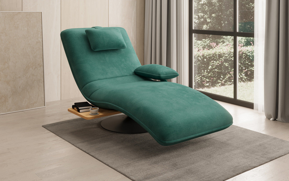 Designer Relax Lounger Velour Velvet with Swivel Function and Side Table