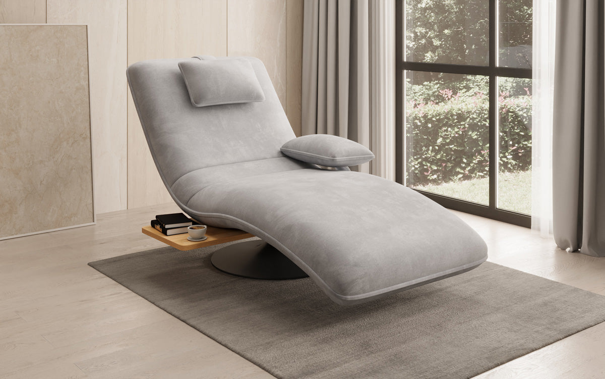 Designer Relax Lounger Velour Velvet with Swivel Function and Side Table