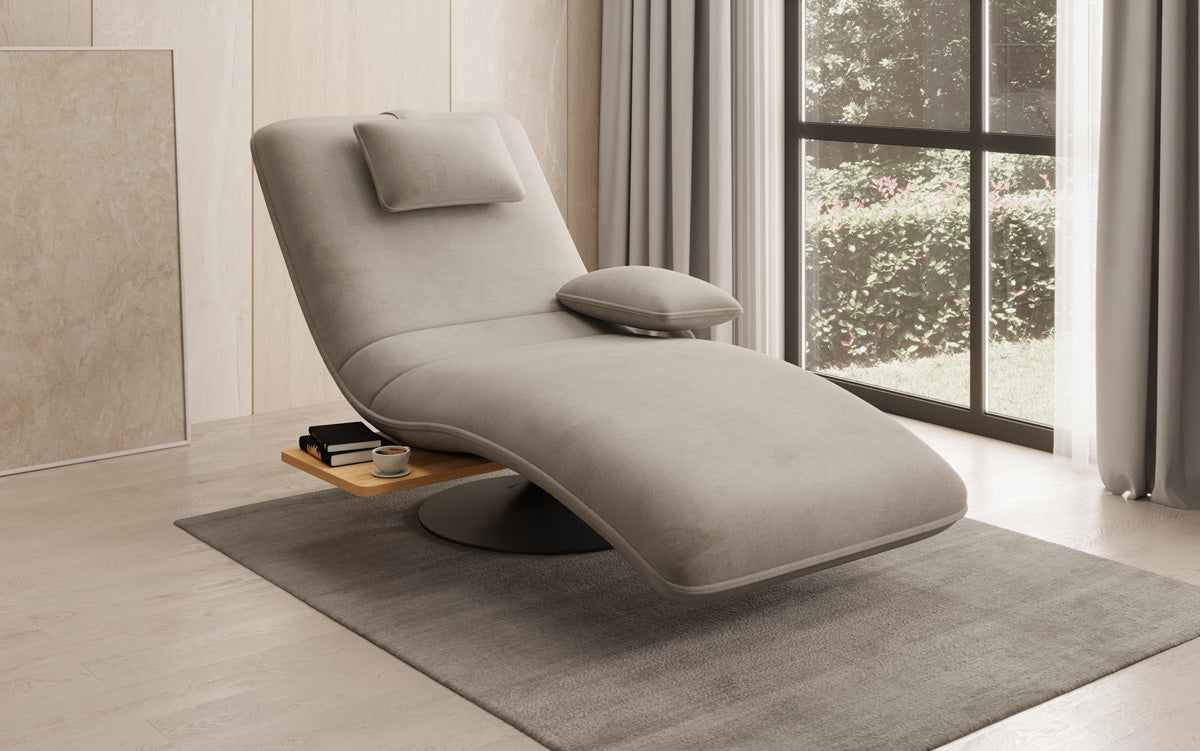 Designer Relax Lounger Velour Velvet with Swivel Function and Side Table