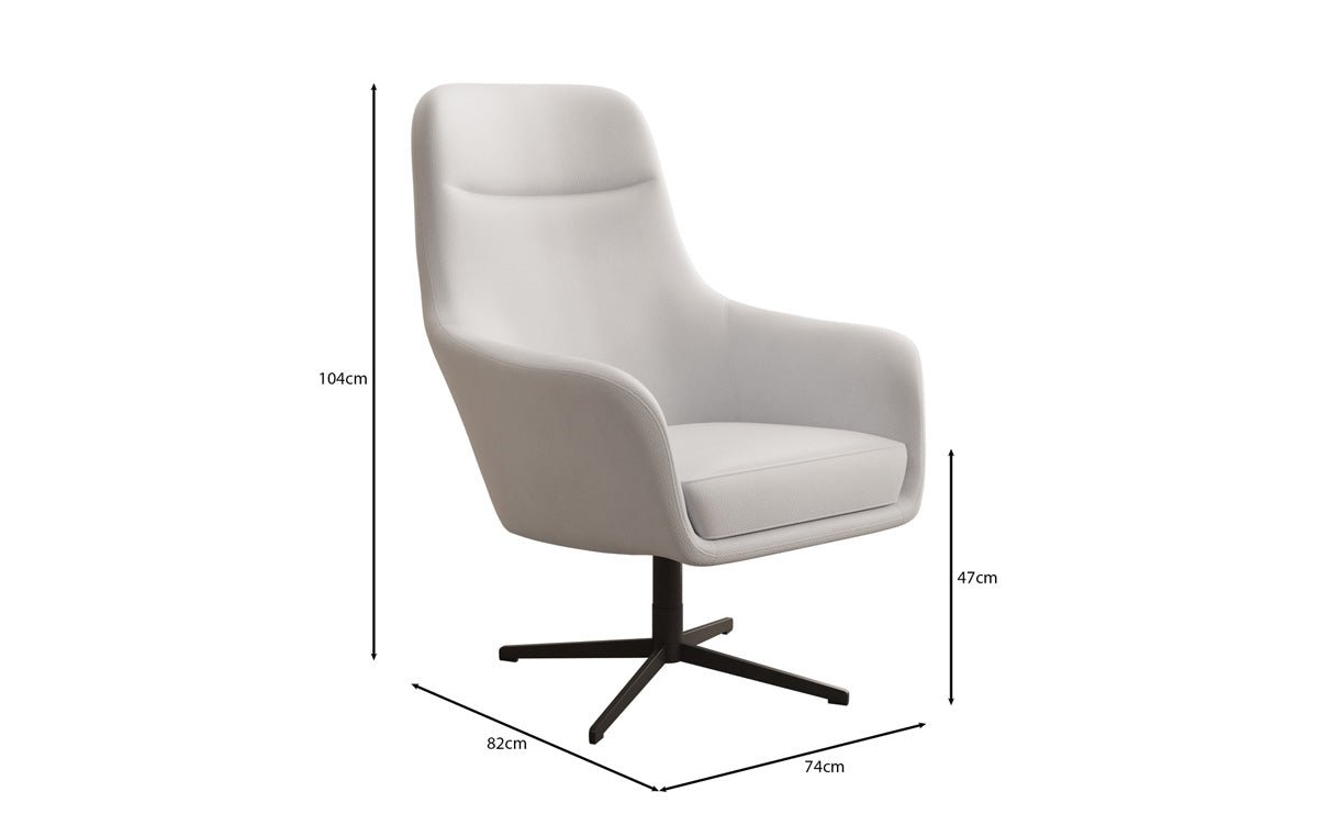 Designer armchair Ren 360° swivel function in genuine leather
