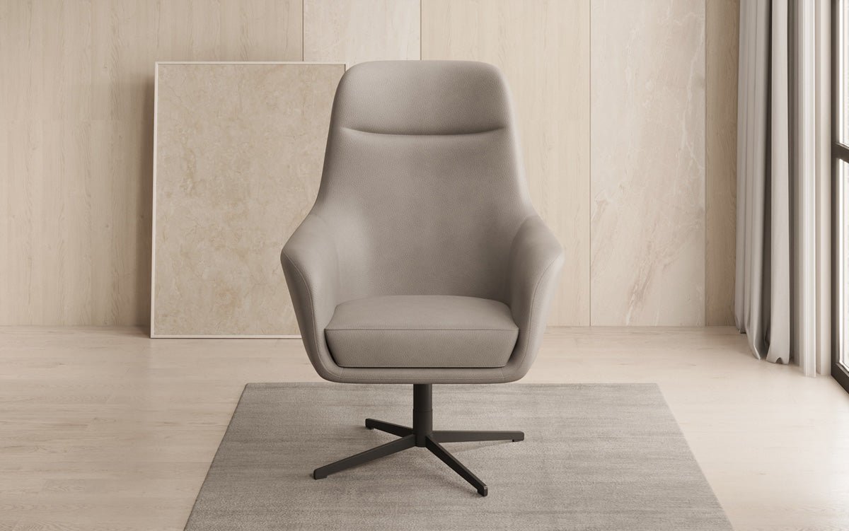 Designer armchair Ren 360° swivel function in genuine leather
