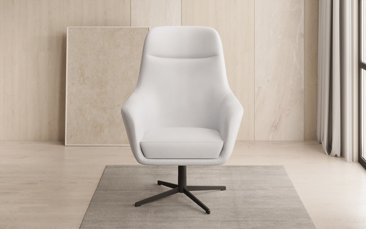 Designer armchair Ren 360° swivel function in genuine leather