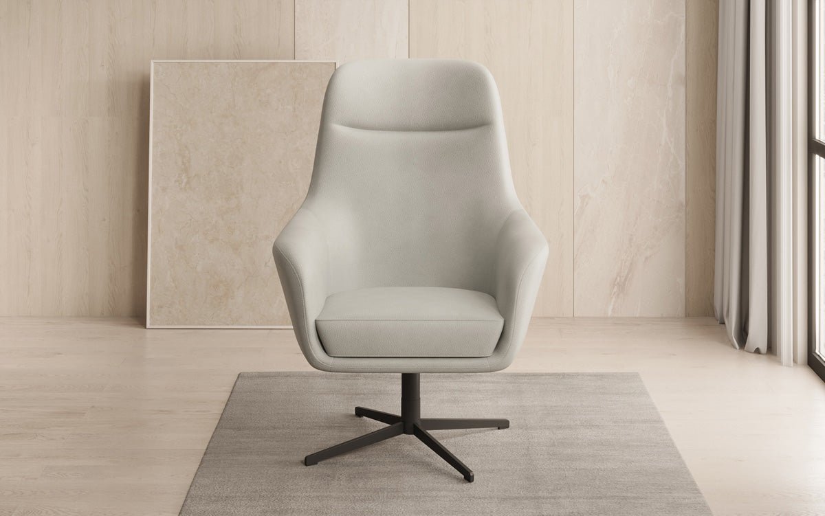 Designer armchair Ren 360° swivel function in genuine leather