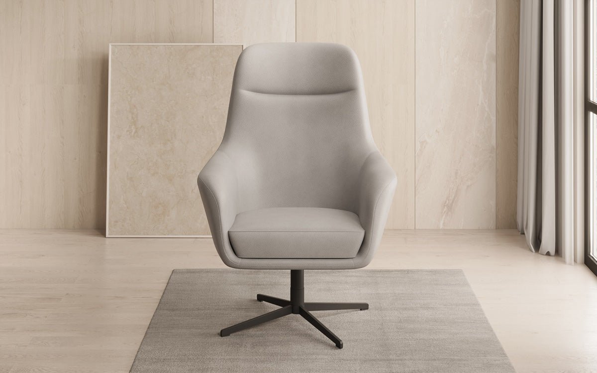 Designer armchair Ren 360° swivel function in genuine leather