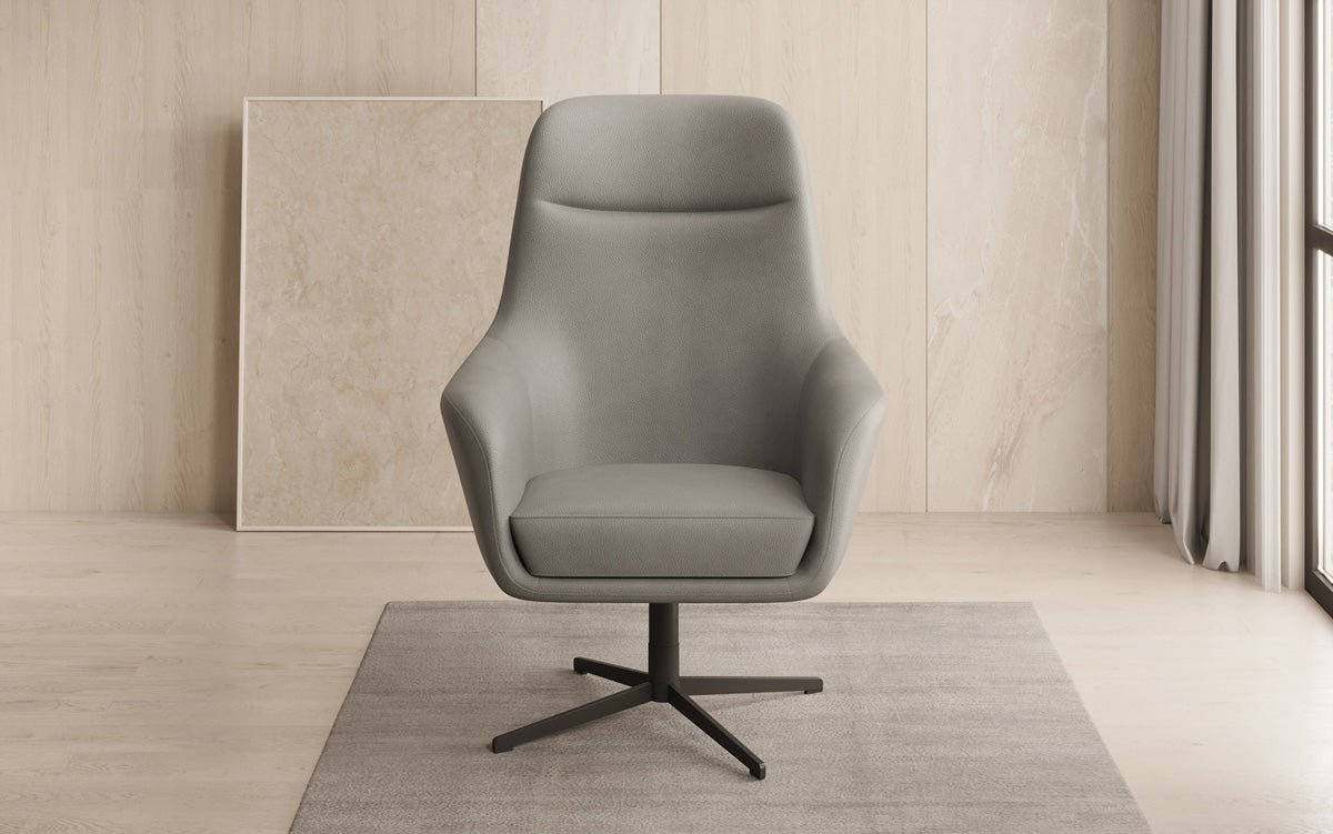 Designer armchair Ren 360° swivel function in genuine leather