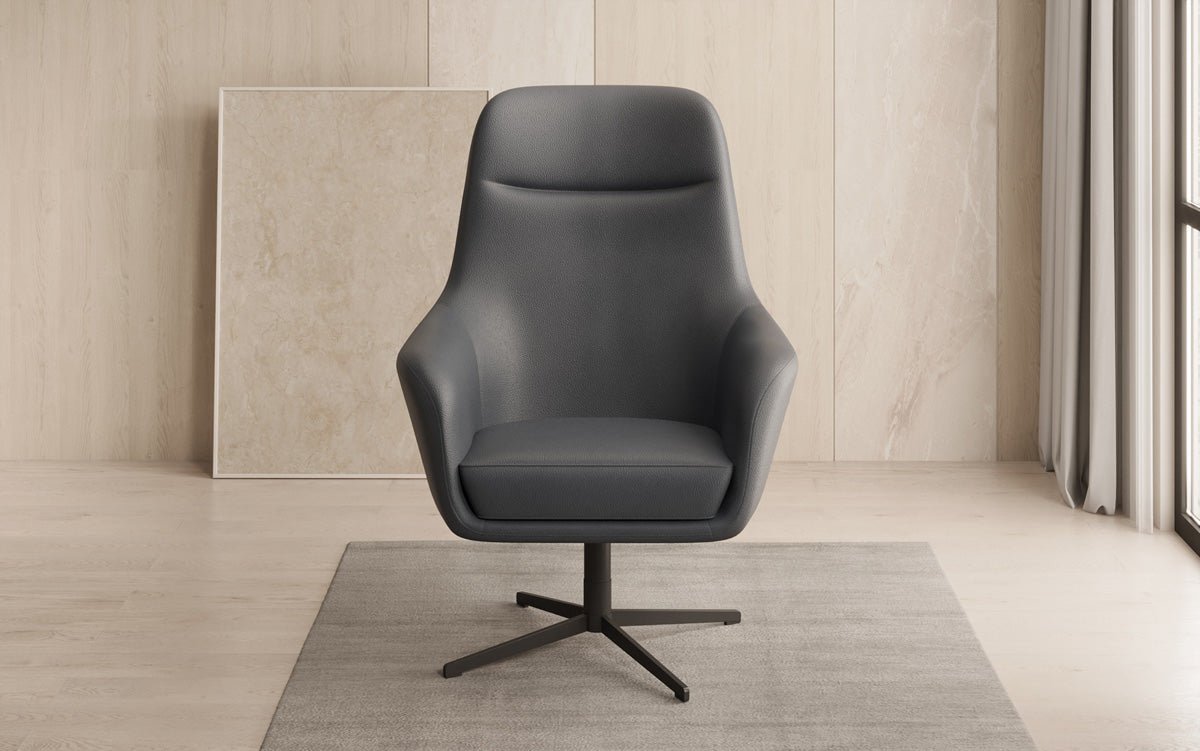 Designer armchair Ren 360° swivel function in genuine leather
