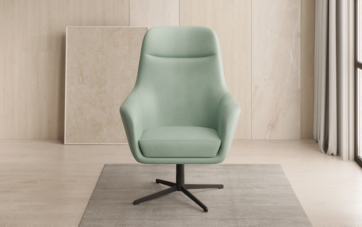 Designer armchair Ren 360° swivel function in genuine leather