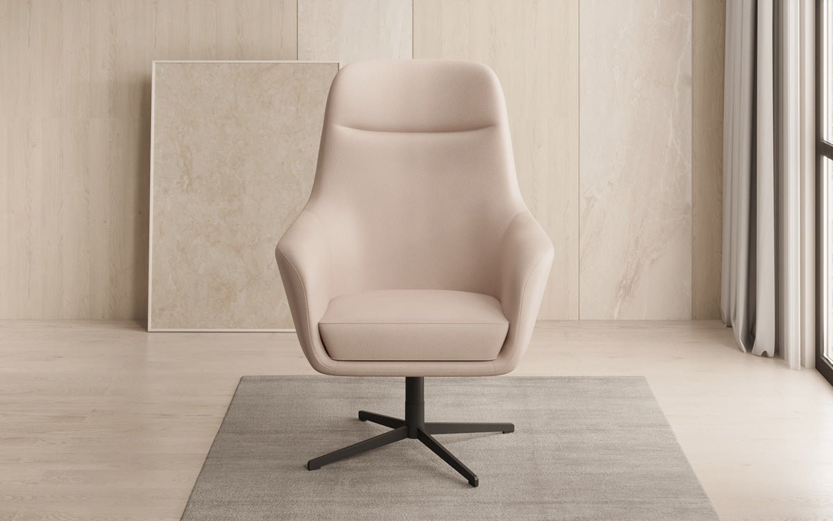 Designer armchair Ren 360° swivel function in genuine leather