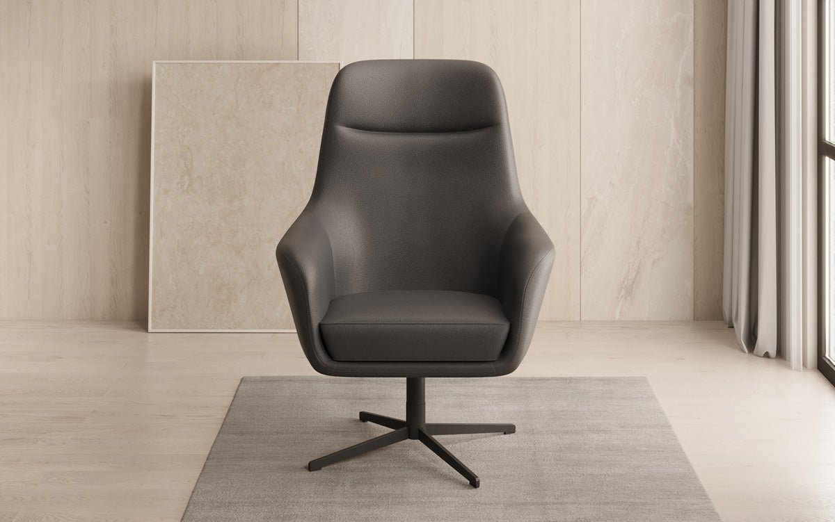 Designer armchair Ren 360° swivel function in genuine leather