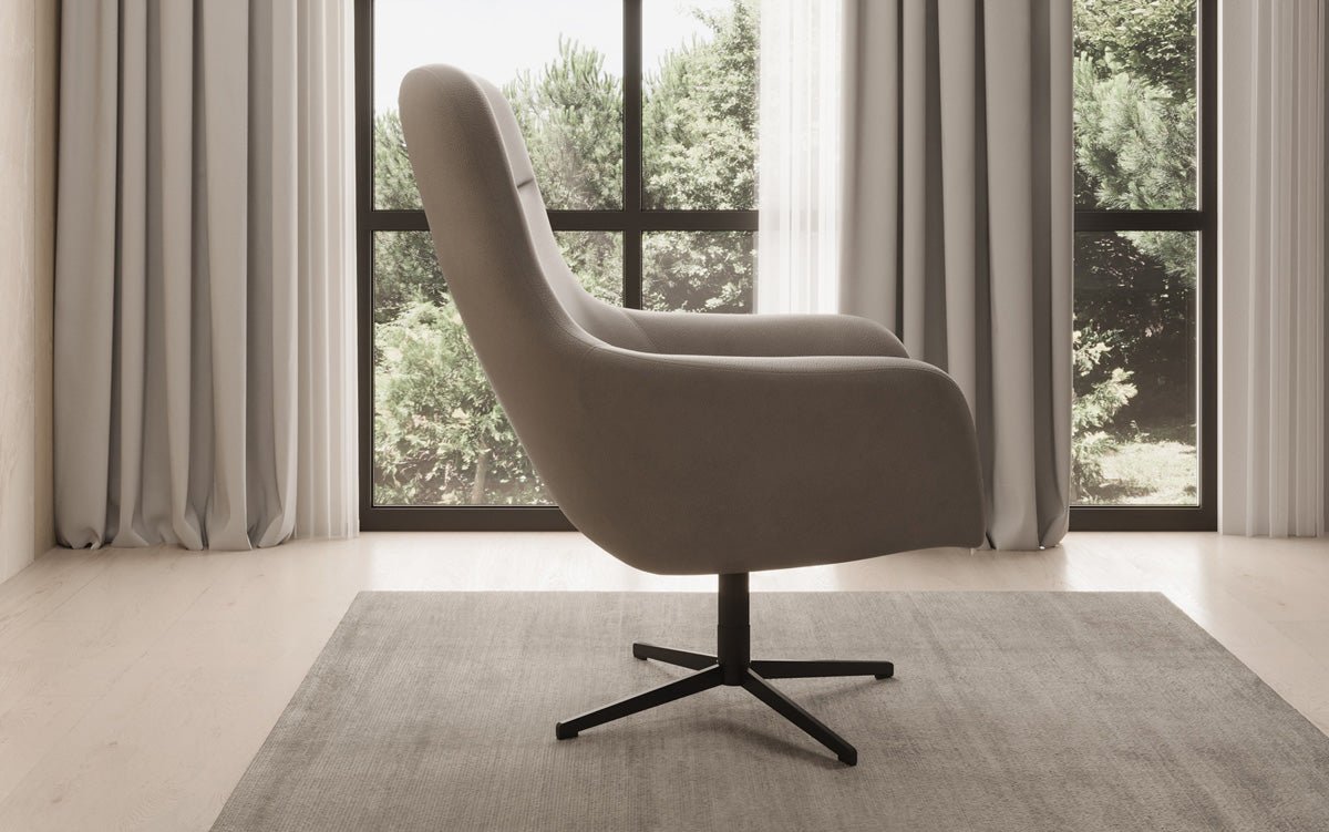 Designer armchair Ren 360° swivel function in genuine leather
