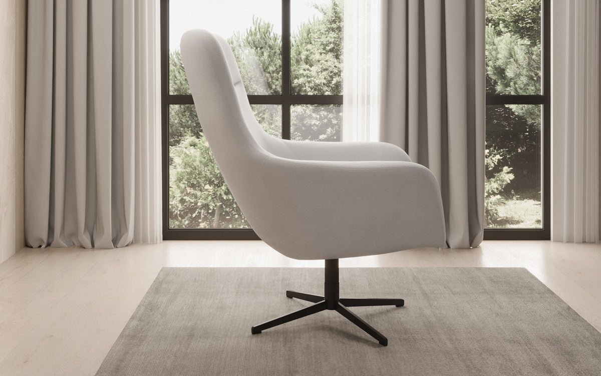 Designer armchair Ren 360° swivel function in genuine leather
