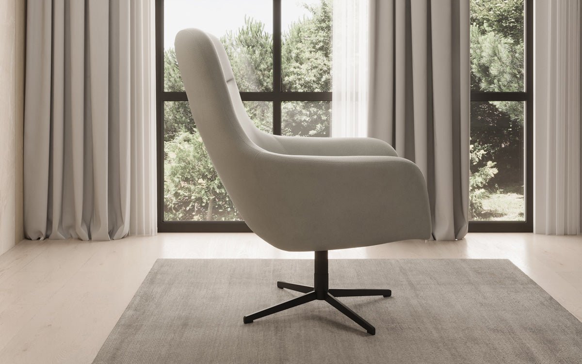 Designer armchair Ren 360° swivel function in genuine leather
