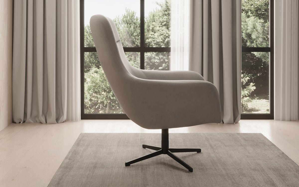 Designer armchair Ren 360° swivel function in genuine leather