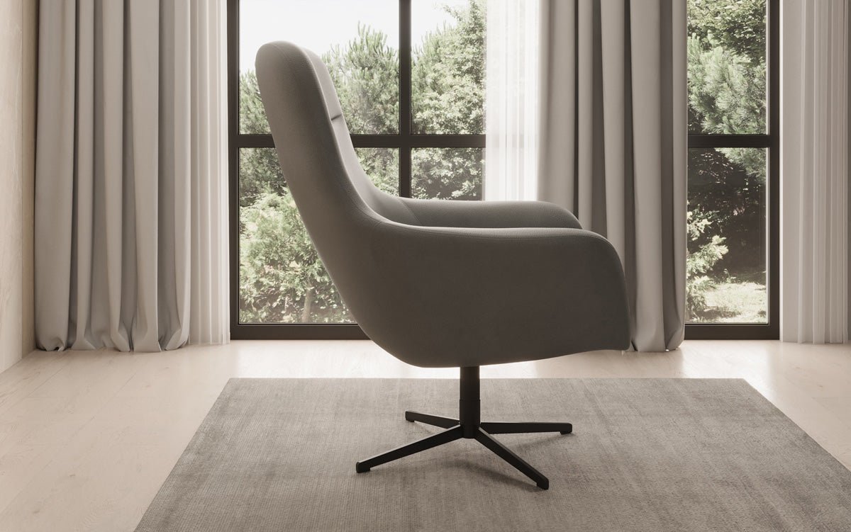 Designer armchair Ren 360° swivel function in genuine leather