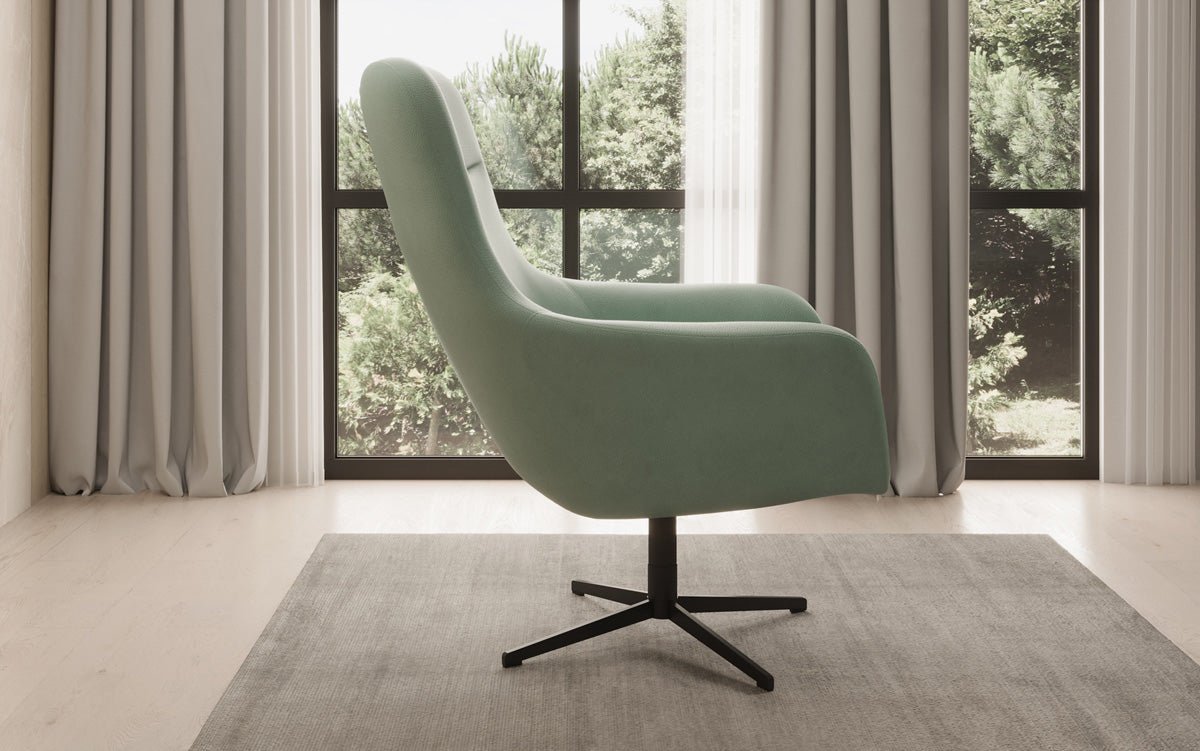 Designer armchair Ren 360° swivel function in genuine leather