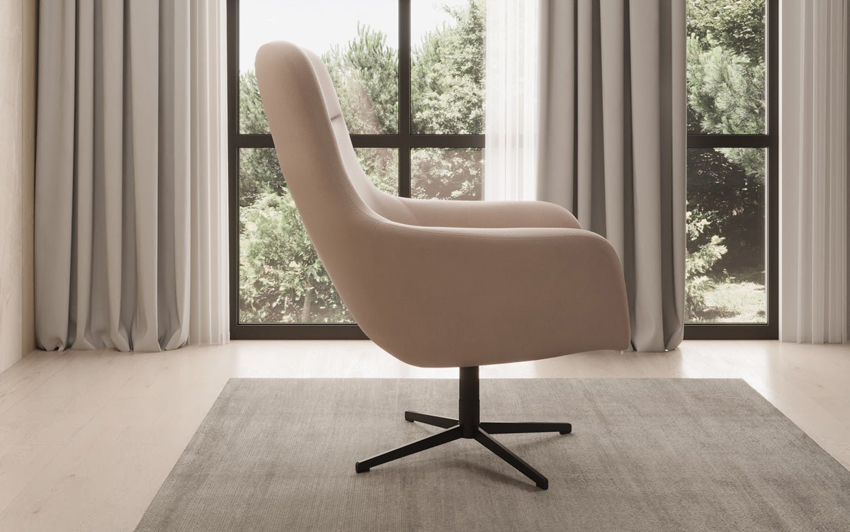 Designer armchair Ren 360° swivel function in genuine leather