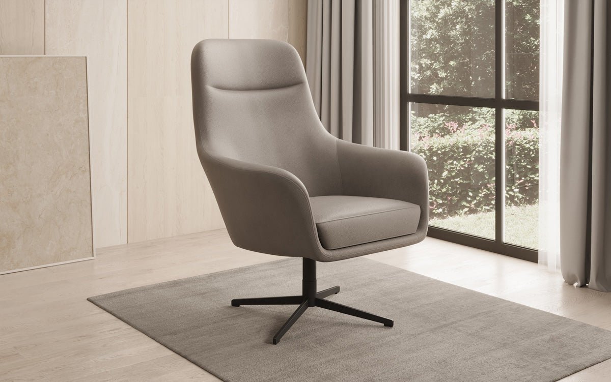 Designer armchair Ren 360° swivel function in genuine leather