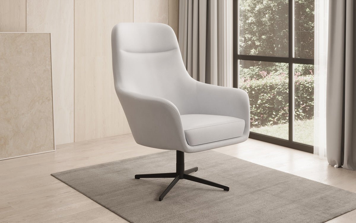 Designer armchair Ren 360° swivel function in genuine leather