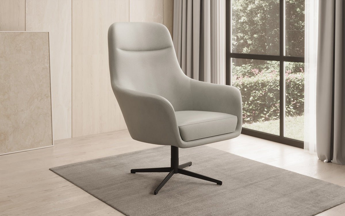 Designer armchair Ren 360° swivel function in genuine leather