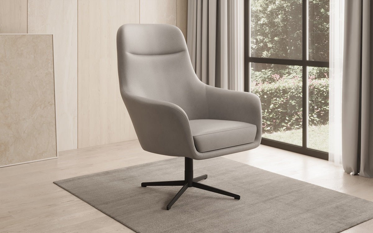 Designer armchair Ren 360° swivel function in genuine leather