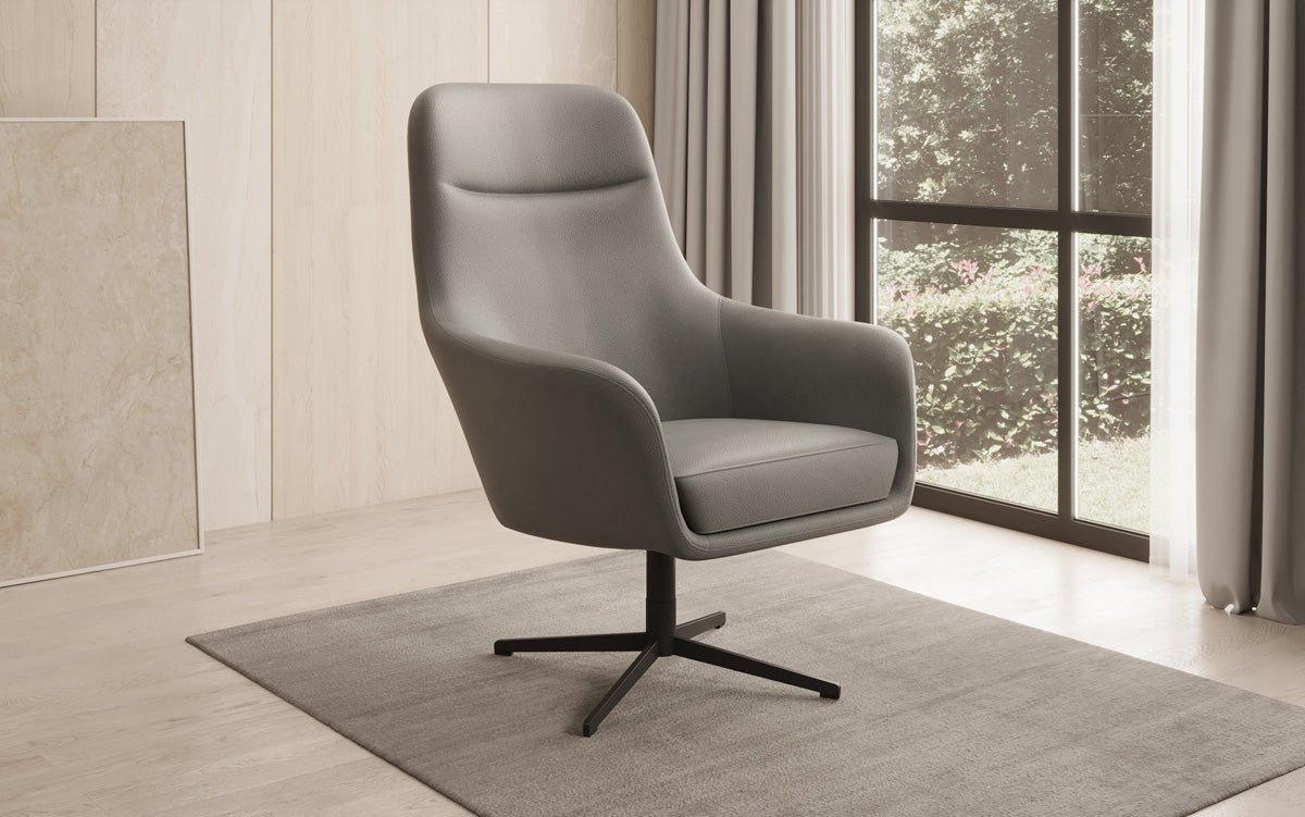 Designer armchair Ren 360° swivel function in genuine leather