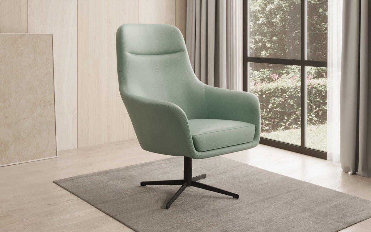 Designer armchair Ren 360° swivel function in genuine leather