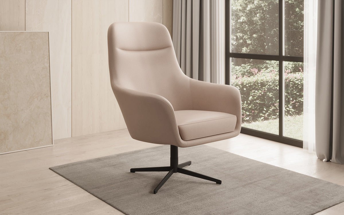 Designer armchair Ren 360° swivel function in genuine leather