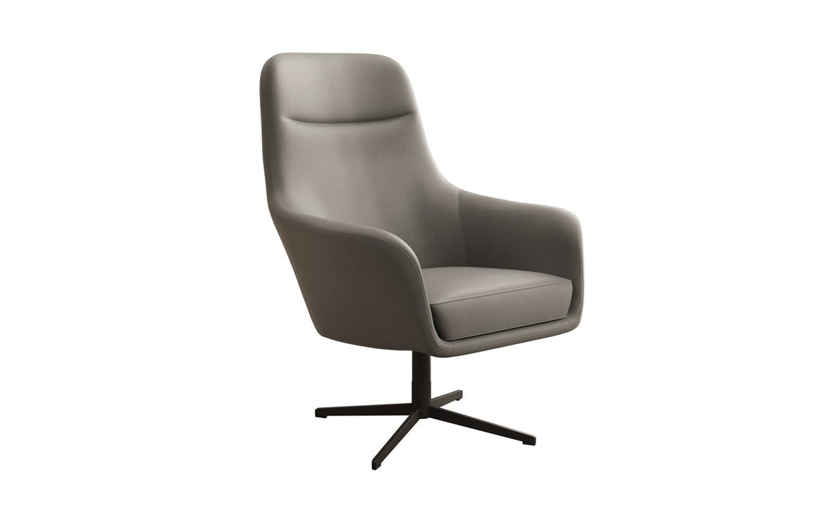 Designer armchair Ren 360° swivel function in genuine leather