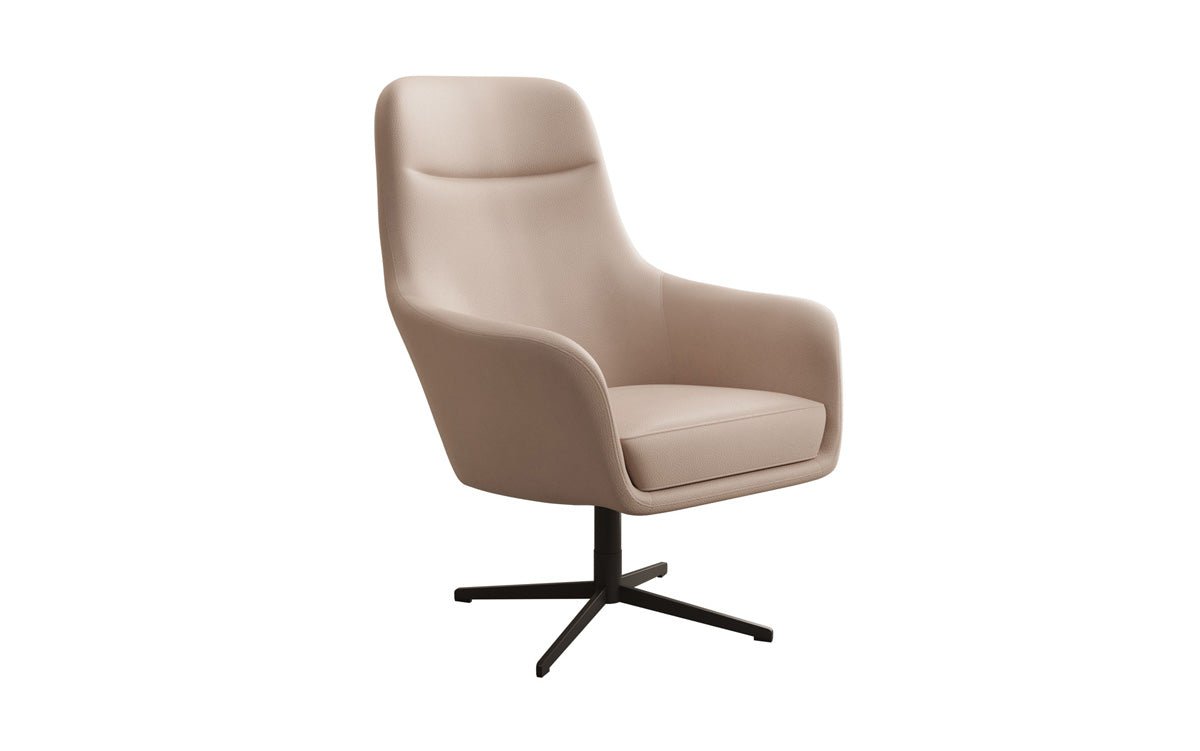 Designer armchair Ren 360° swivel function in genuine leather