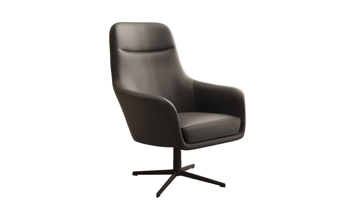 Designer armchair Ren 360° swivel function in genuine leather