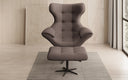 Designer sofa armchair Aurelio incl. side stool in fabric