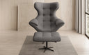 Designer sofa armchair Aurelio incl. side stool in fabric