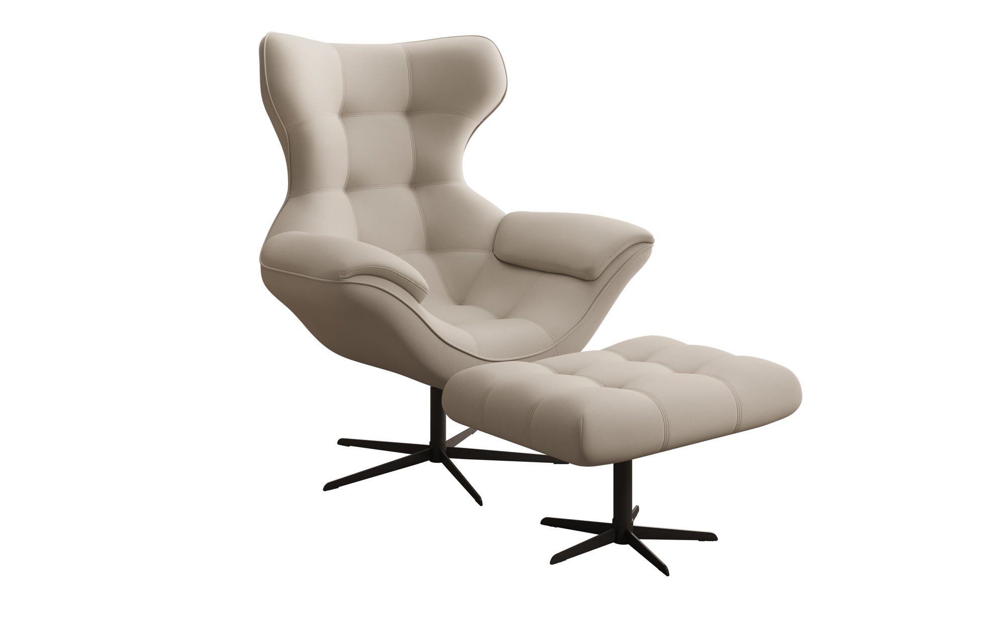 Designer sofa armchair Aurelio incl. side stool in fabric
