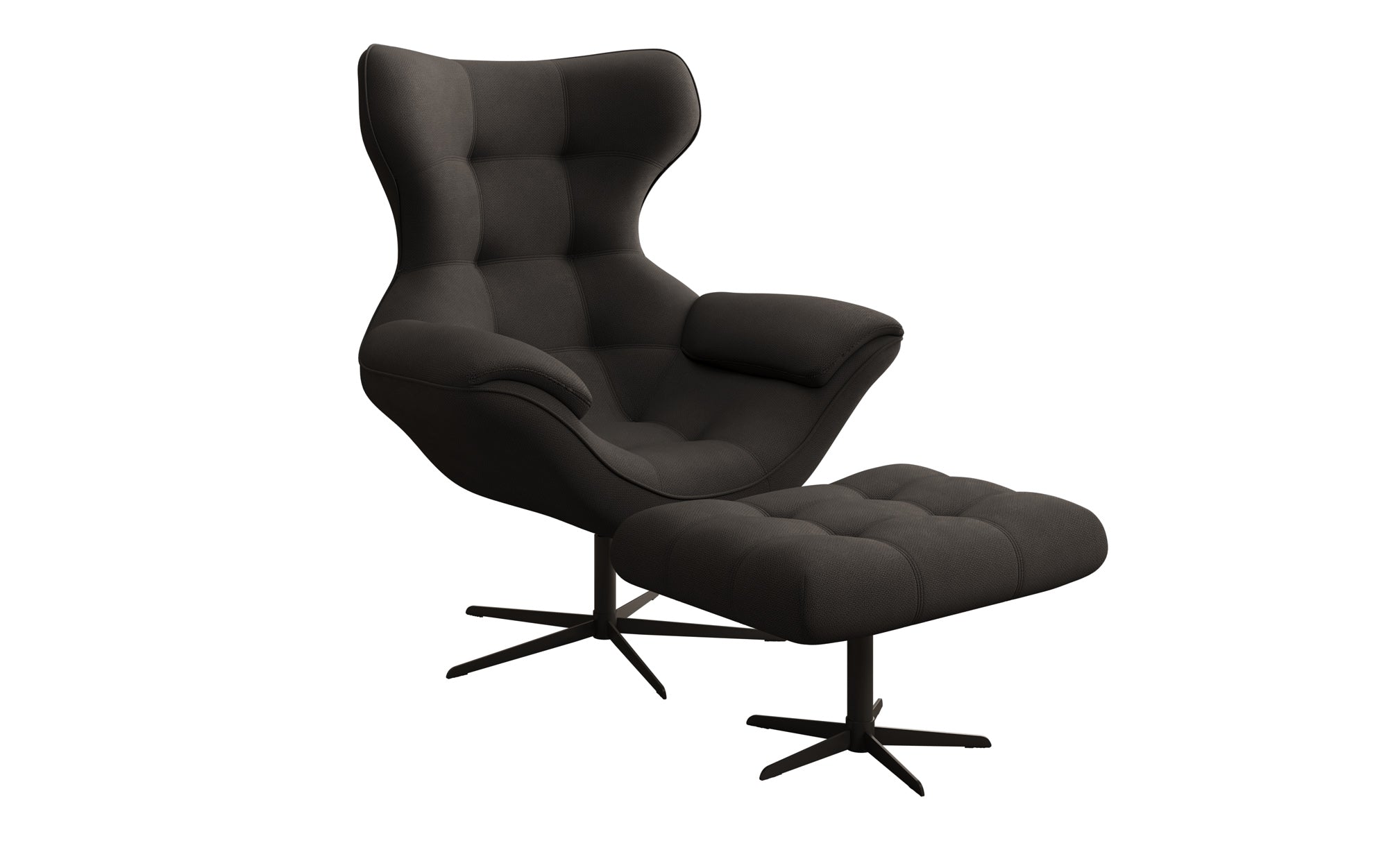 Designer sofa armchair Aurelio incl. side stool in fabric