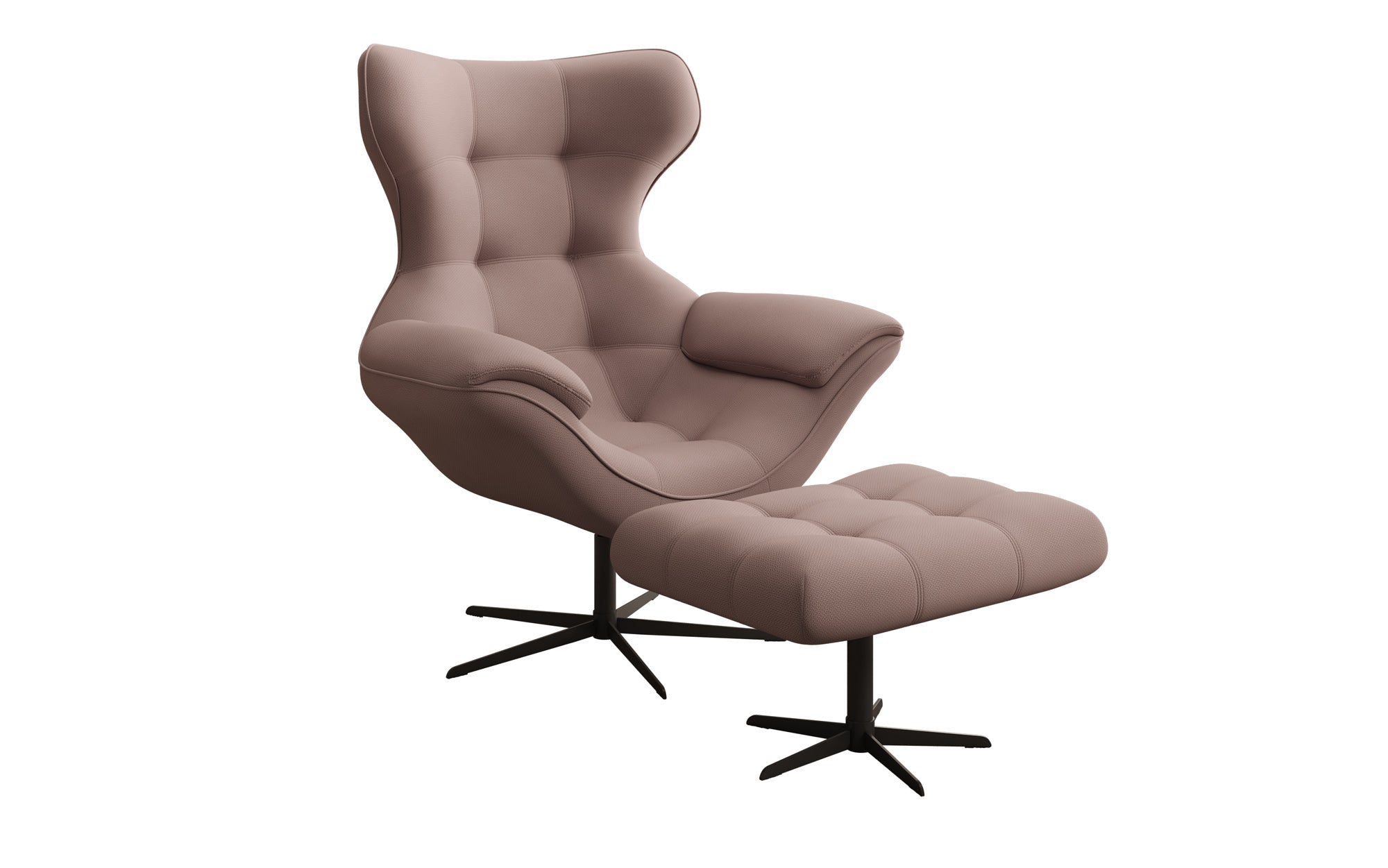 Designer sofa armchair Aurelio incl. side stool in fabric