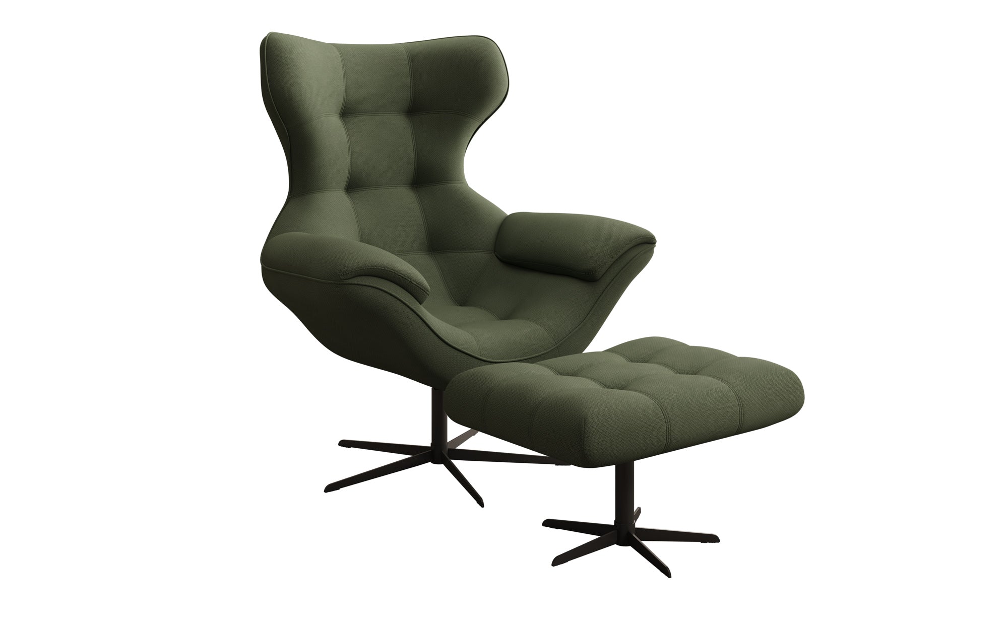 Designer sofa armchair Aurelio incl. side stool in fabric