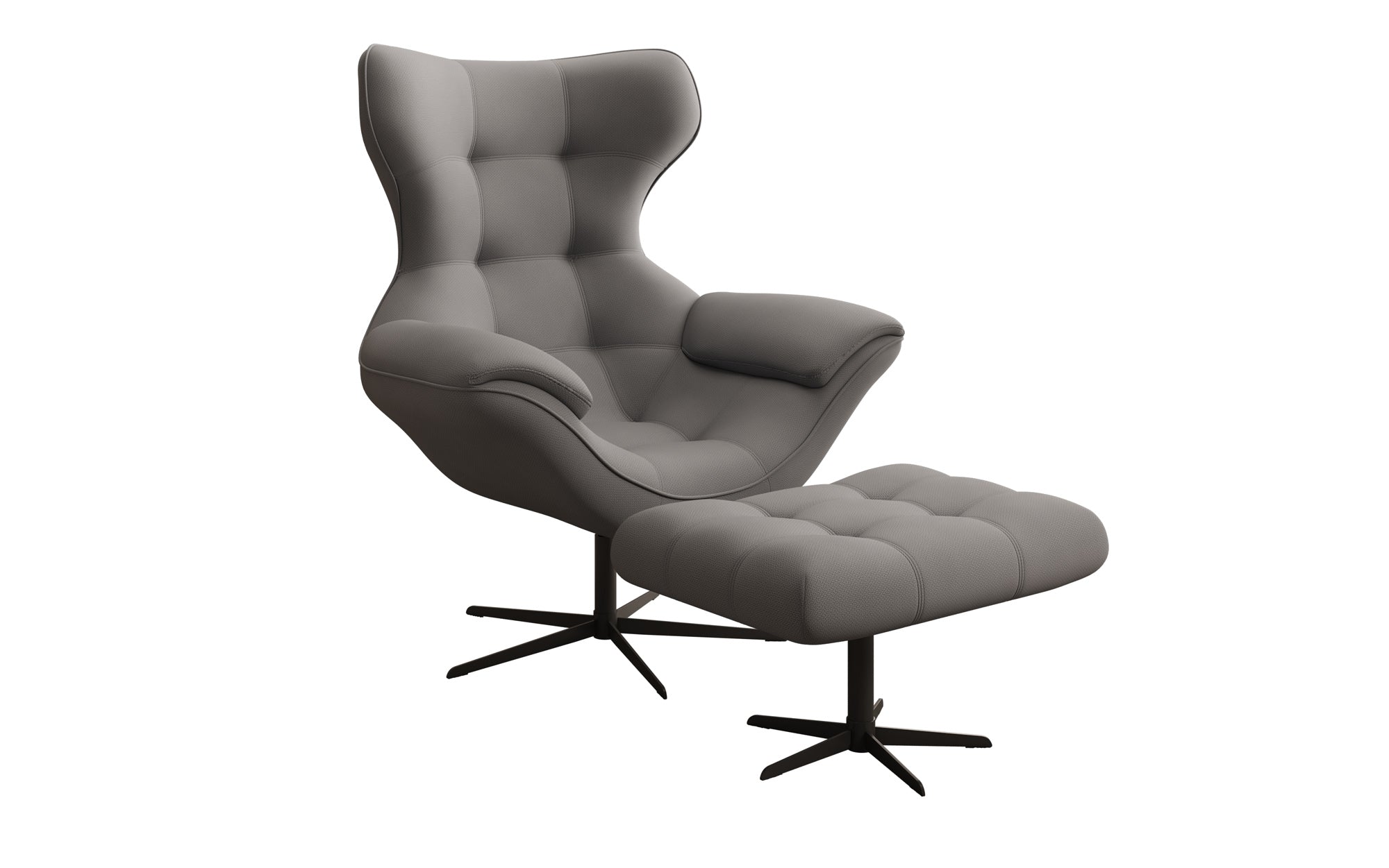 Designer sofa armchair Aurelio incl. side stool in fabric